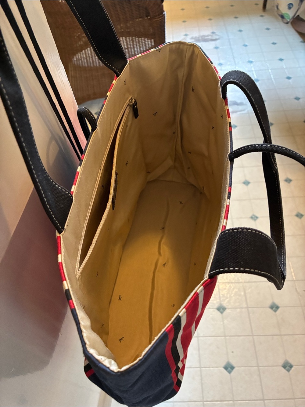 kate spade Navy and Red Striped Canvas Tote - Picture 8 of 10